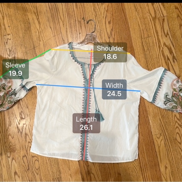 Chicos Boho embroidered beaded peasant blouse size 3 - Picture 11 of 11